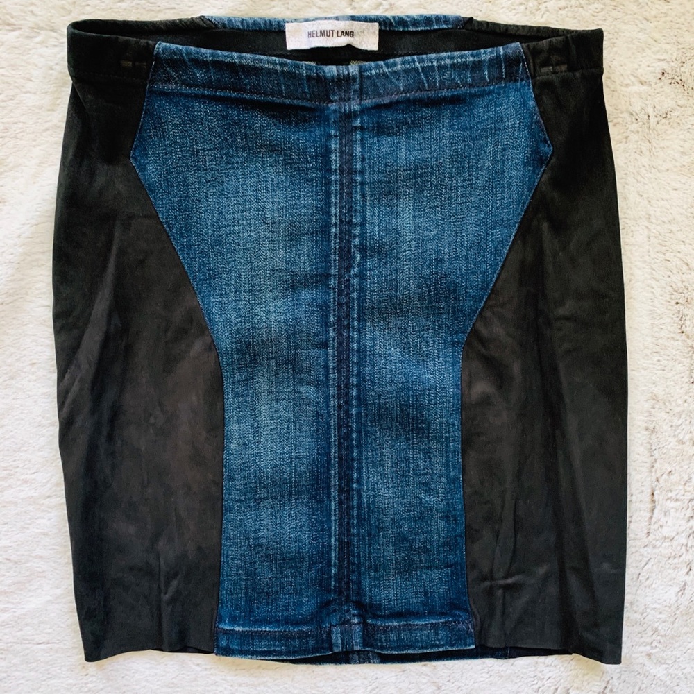 Helmut Lang NWT leather & denim combo mini skirt